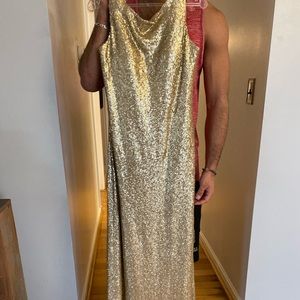 Beautiful gold drape back dress